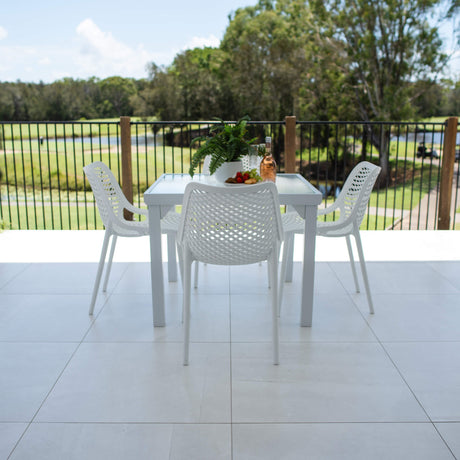 Roma Hudson - 5pce (90x90) - White Outdoor Dining Set