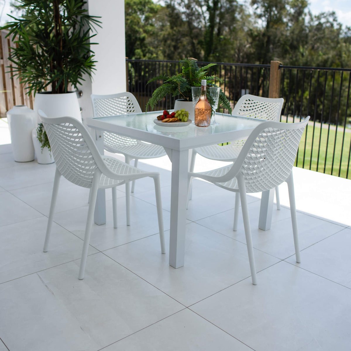 Roma Hudson - 5pce (90x90) - White Outdoor Dining Set