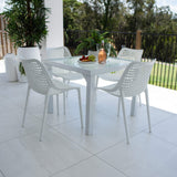Roma Hudson - 5pce (90x90) - White Outdoor Dining Set