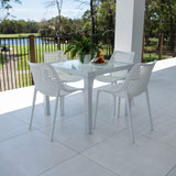 Roma Hudson - 5pce (90x90) - White Outdoor Dining Set
