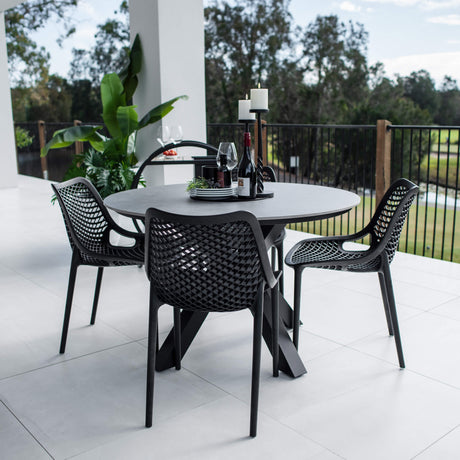 Roma Malibu Round - 5pce (120x120) - Outdoor Dining Set