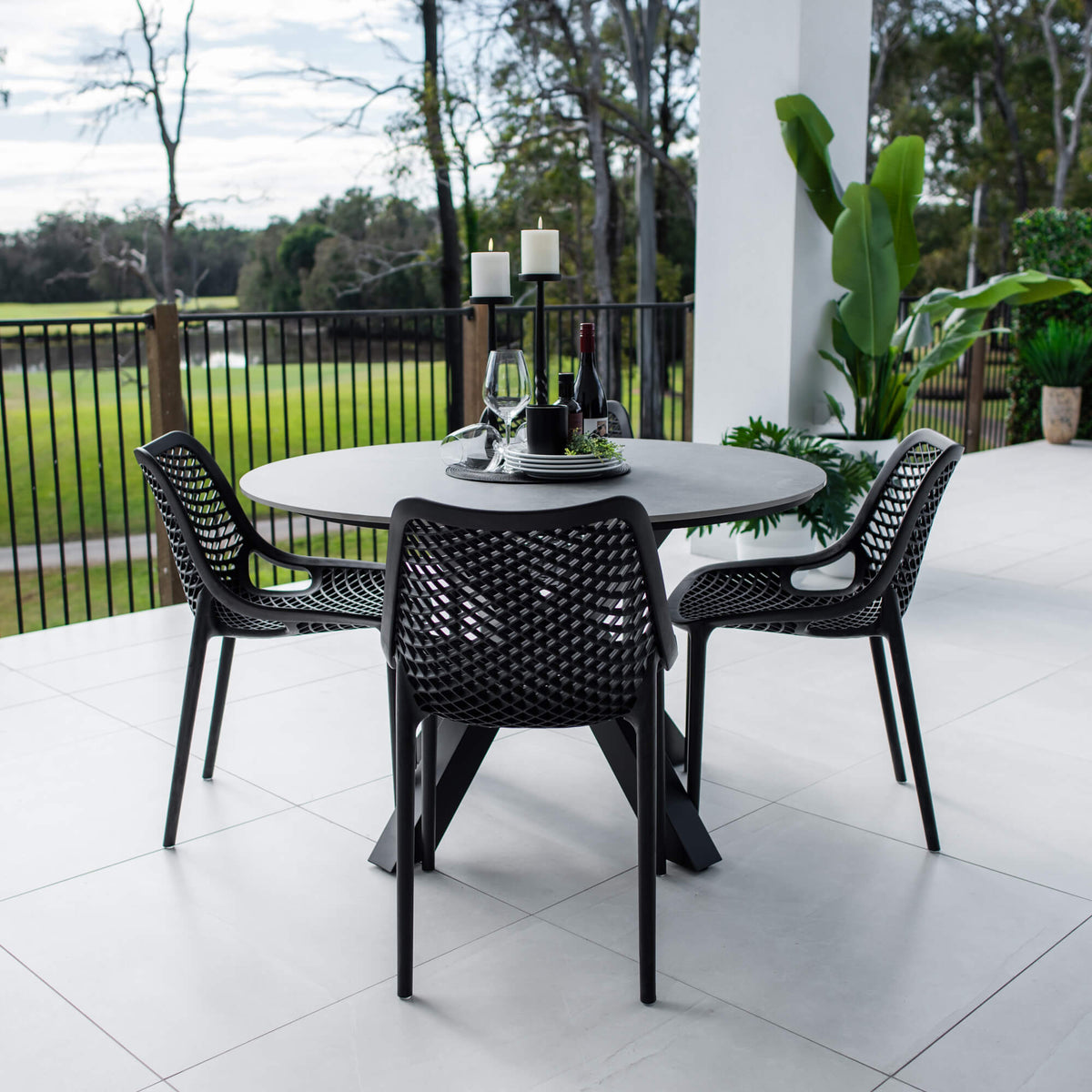 Roma Malibu Round - 5pce (120x120) - Outdoor Dining Set