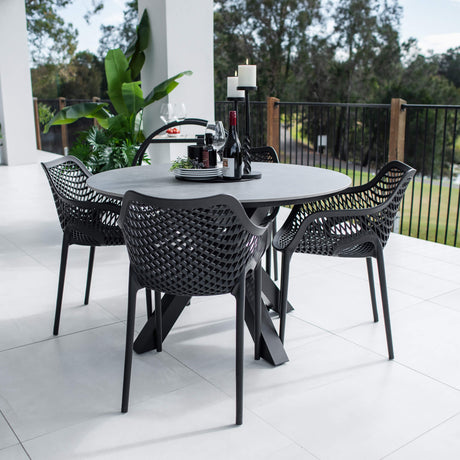 Roma XL Malibu Round - 5pce (120x120) - Outdoor Dining Set