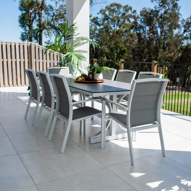 Shelby Chester Moon - 9pce (215x100) - Outdoor Dining Set
