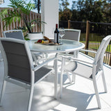 Shelby Coventry - 5pce (105x105) - White/Grey Outdoor Dining Set