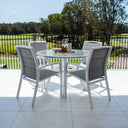 Shelby Coventry - 5pce (105x105) - White/Grey Outdoor Dining Set