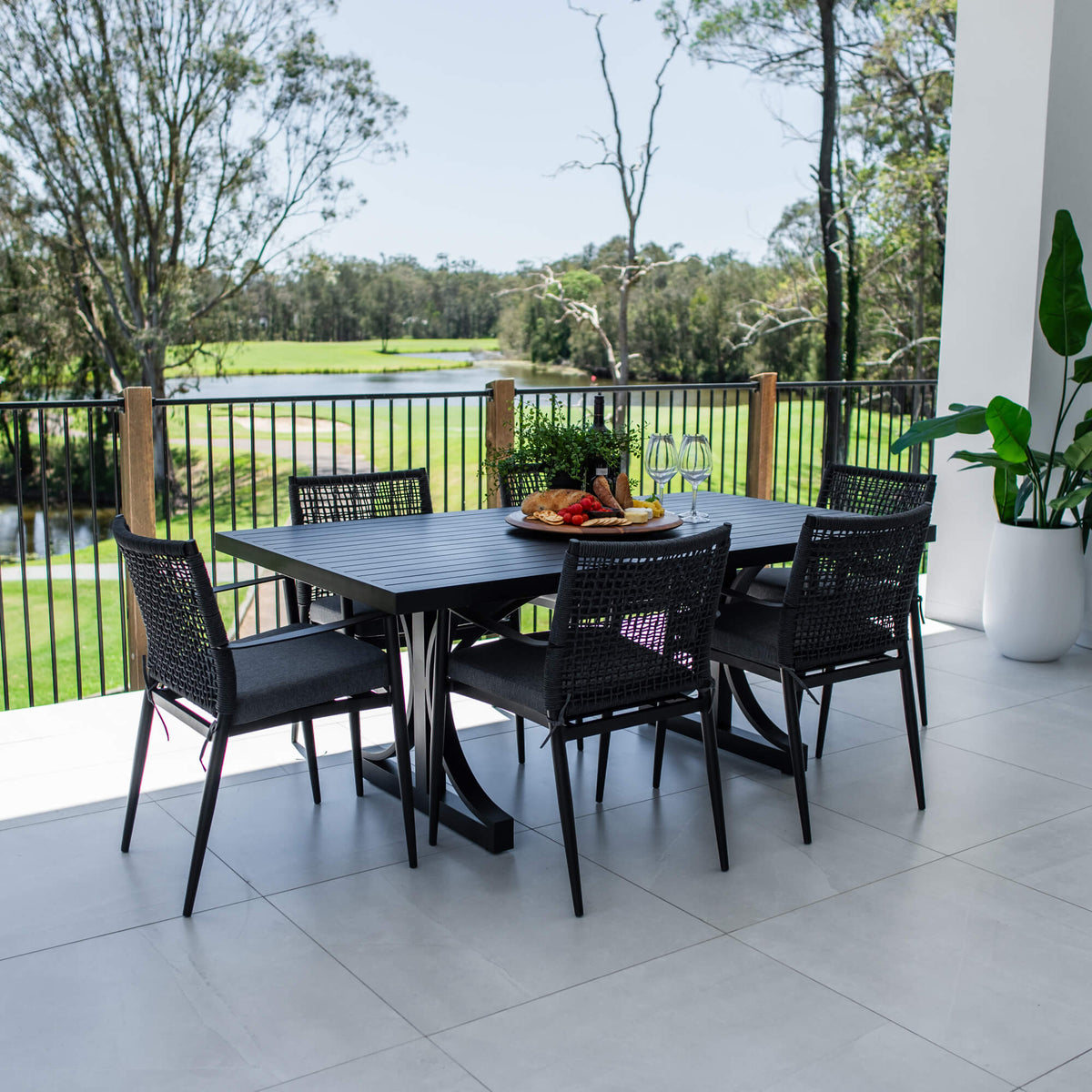 Vienna Rope Bergen - 7pce (180x100) - Outdoor Dining Set