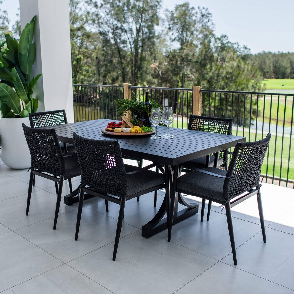 Vienna Rope Bergen - 7pce (180x100) - Outdoor Dining Set