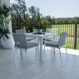 Vienna Rope Hudson - 5pce (90x90) - White/Grey Outdoor Dining Set