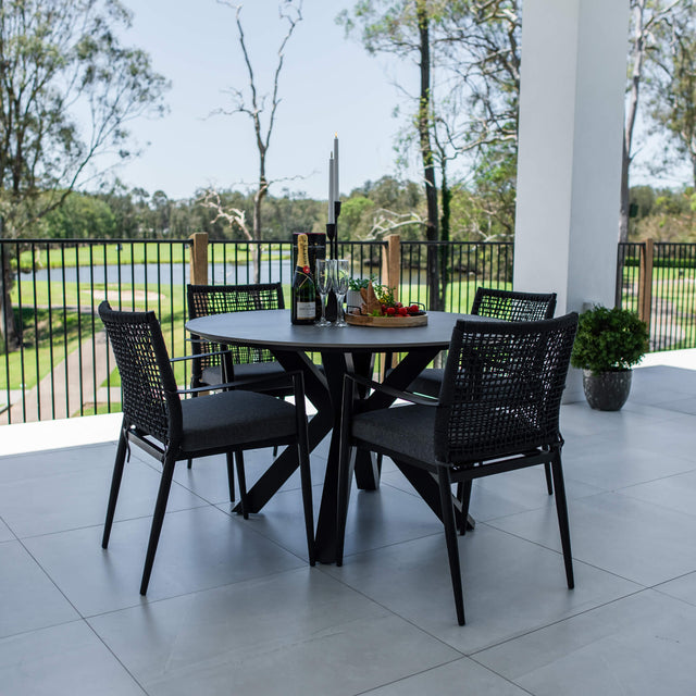 Vienna Rope Malibu Round - 5pce (120x120) - Outdoor Dining Set