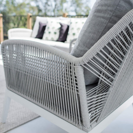Bella Rope 3 - 4pce - White/Grey Outdoor Lounge Setting