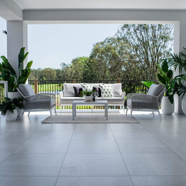 Bella Rope 3 - 4pce - White/Grey Outdoor Lounge Setting