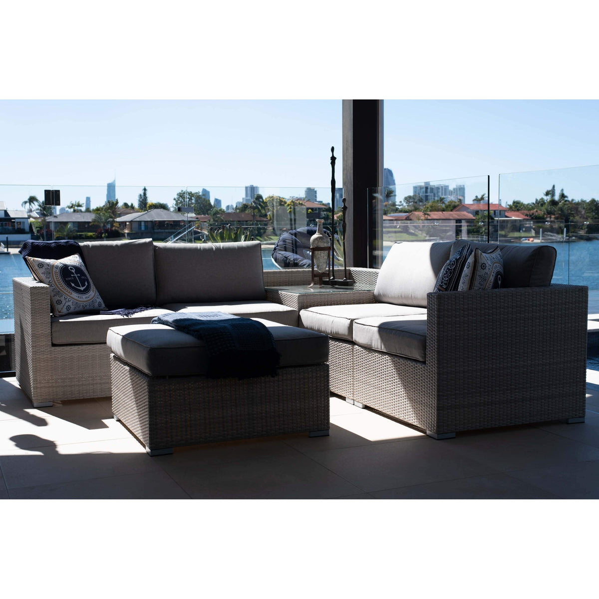 Cuban Modular - 6pce - Bone Outdoor Lounge Setting