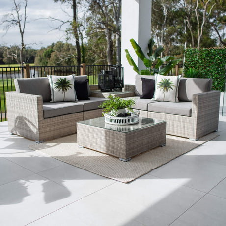 Cuban Modular - 6pce - Bone Outdoor Lounge Setting
