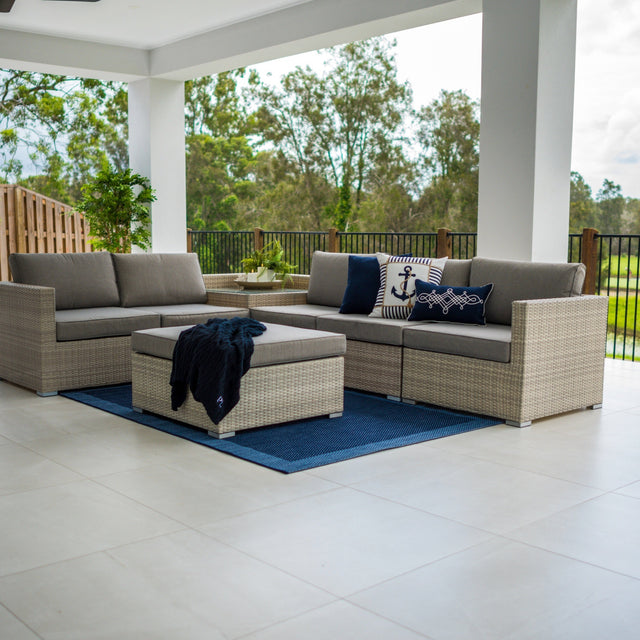 Cuban Modular - 7pce - Bone Outdoor Lounge Setting