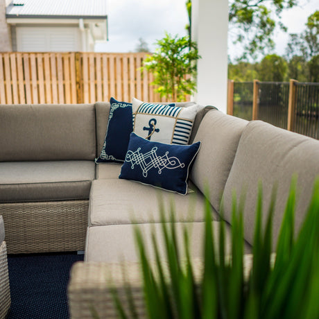 Cuban Modular Sofa - 6pce - Bone Outdoor Lounge Setting