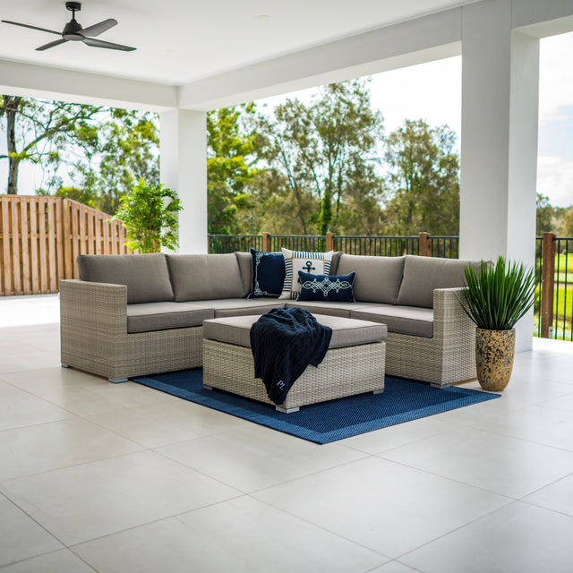 Cuban Modular Sofa - 6pce - Bone Outdoor Lounge Setting