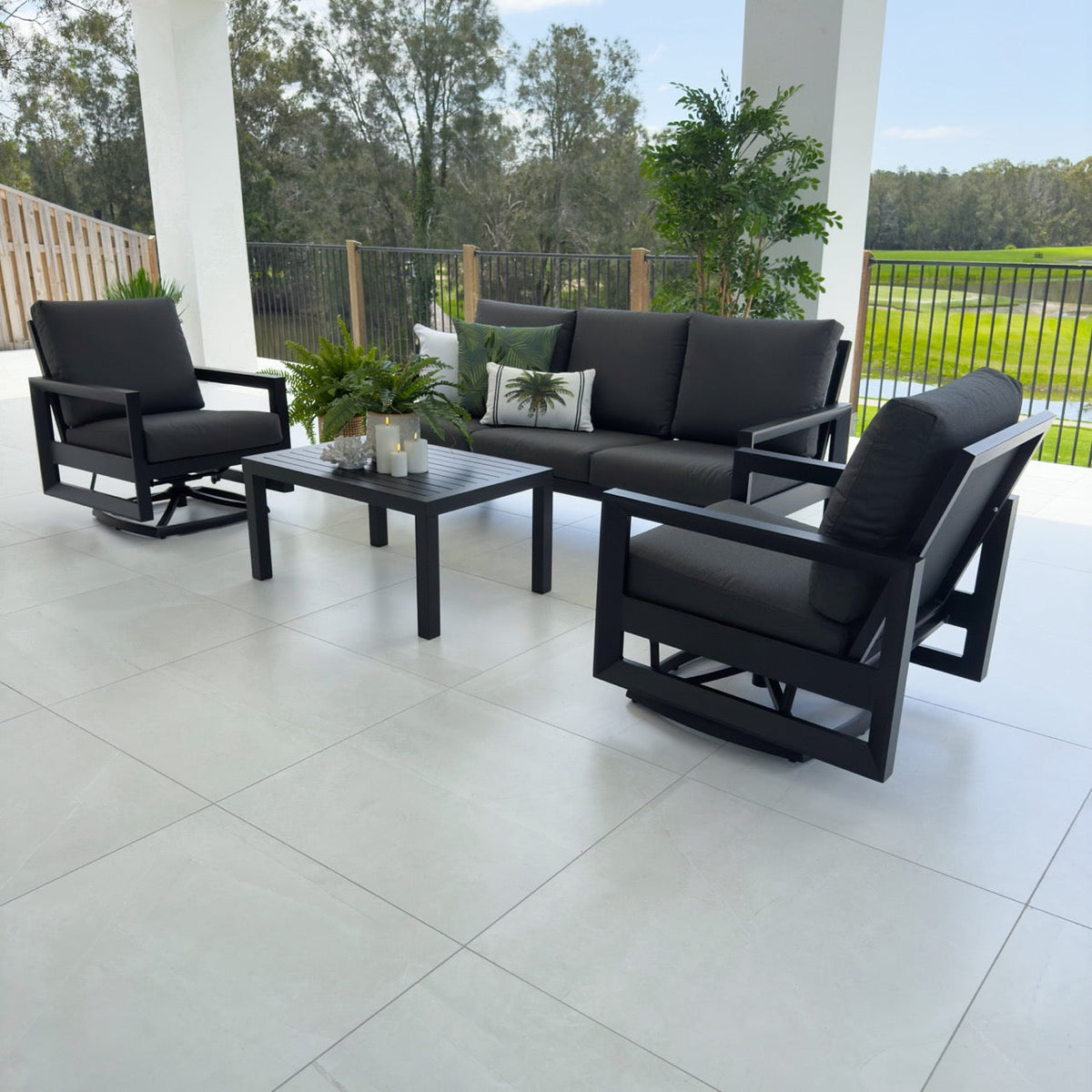 Taylah Swivel 3 - 4pce - Outdoor Lounge Setting