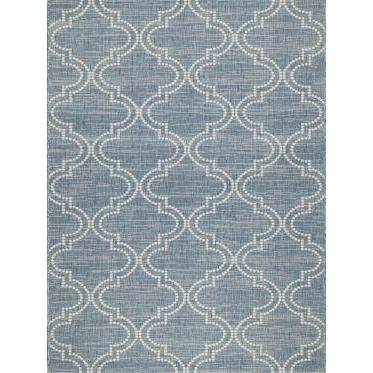 Jinju Blue Trellis Polypropylene - Outdoor Rug