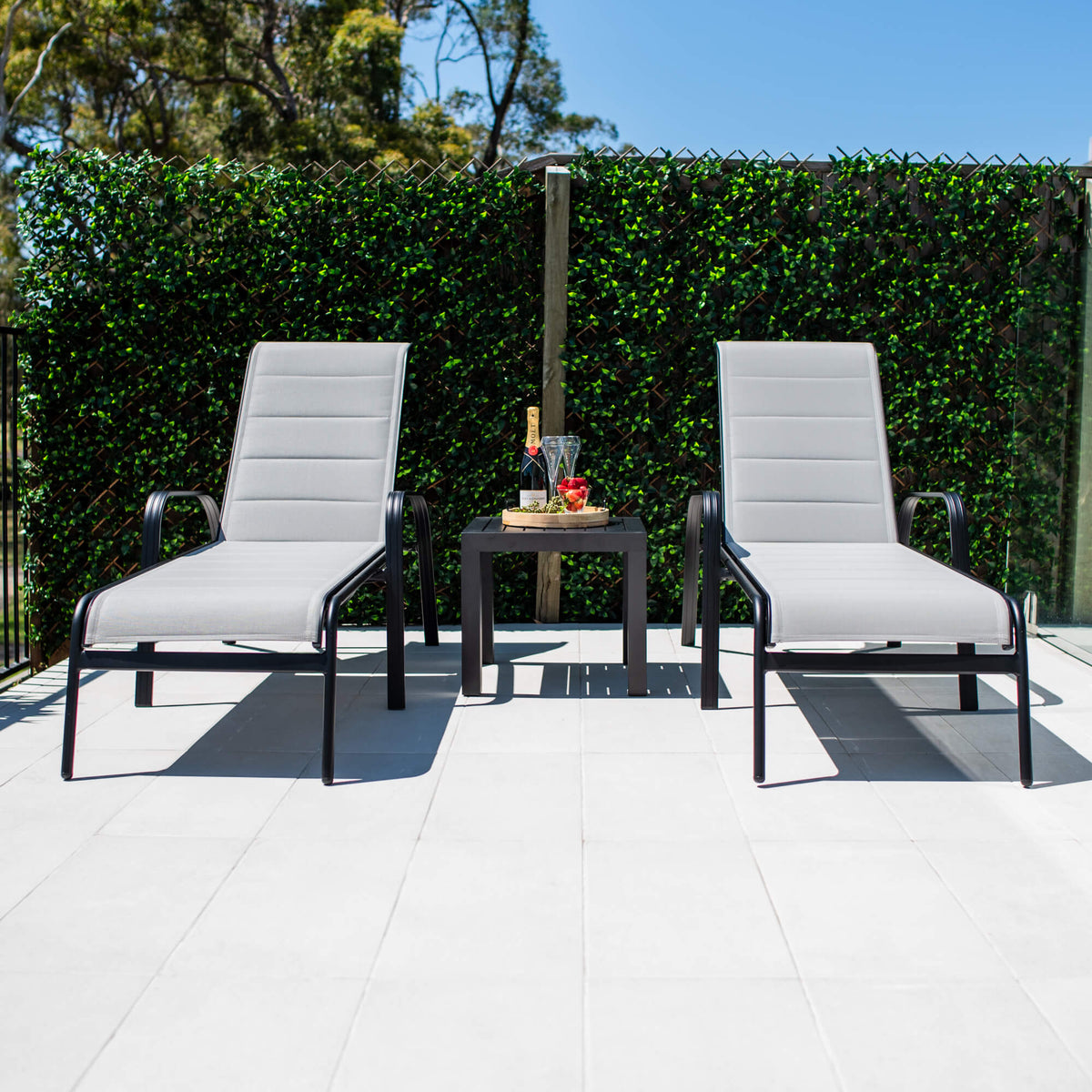 Leona Slat - 3pce - Outdoor Sun Lounge