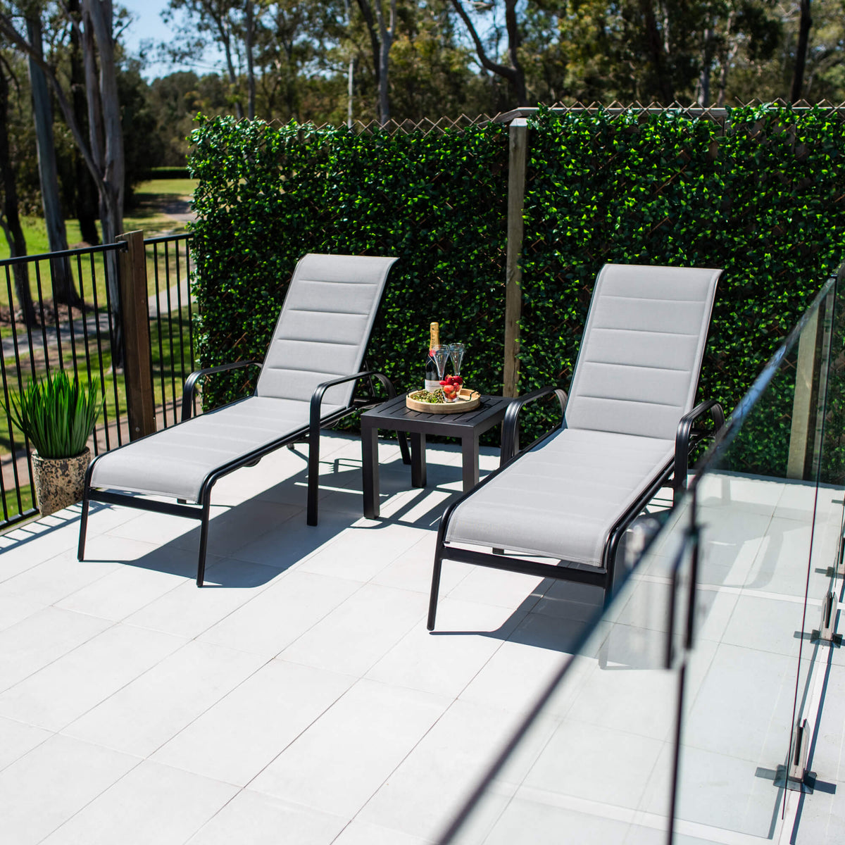 Leona Slat - 3pce - Outdoor Sun Lounge