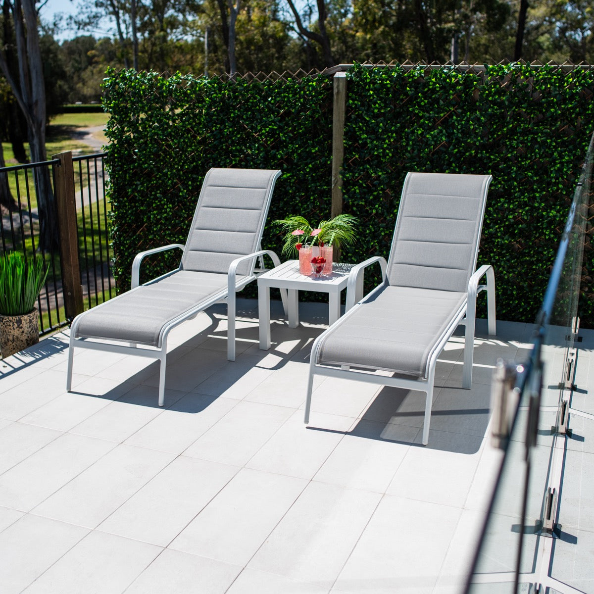Leona Slat - 3pce - Outdoor Sun Lounge
