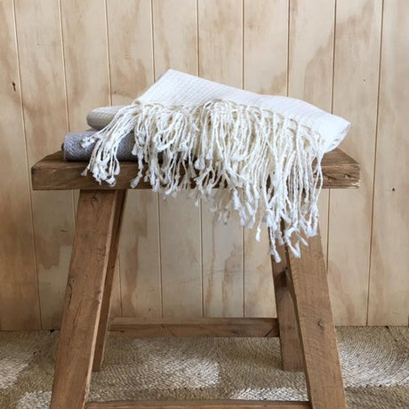 Throw - Linen Cotton Waffle Weave (Ivory)