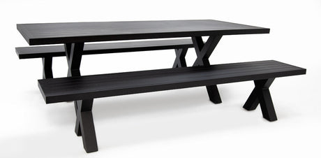 Ravenne 3pc Table and Bench Dining Setting - Black