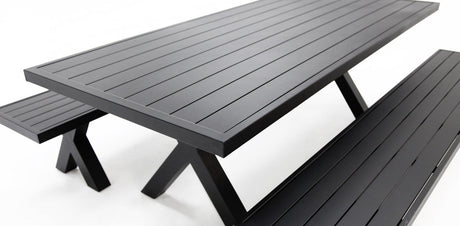 Ravenne 3pc Table and Bench Dining Setting - Black