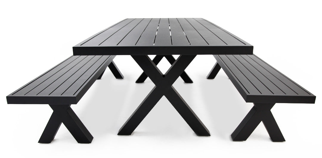 Ravenne 3pc Table and Bench Dining Setting - Black