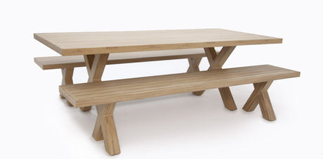 Ravenne 3pc Table and Bench Dining Setting - Timber Look