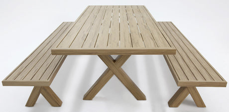 Ravenne 3pc Table and Bench Dining Setting - Timber Look