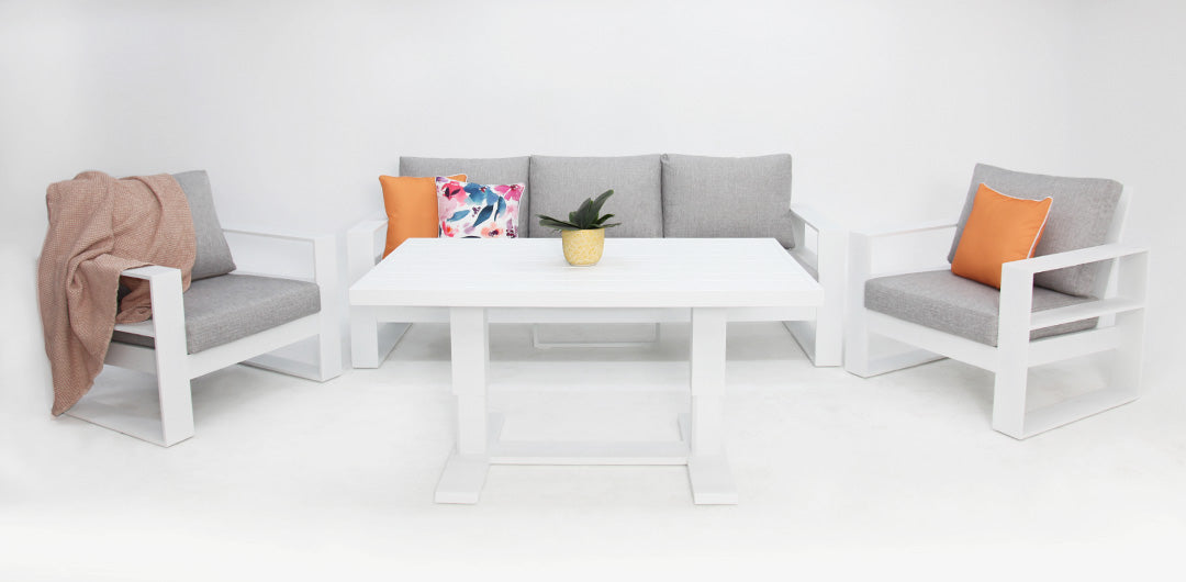 Hayman 311 Lounge Setting with Holste Adjustable Table - White