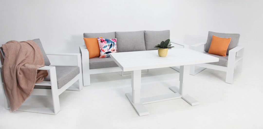 Hayman 311 Lounge Setting with Holste Adjustable Table - White