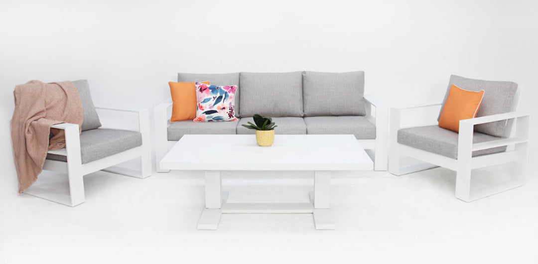 Hayman 311 Lounge Setting with Holste Adjustable Table - White