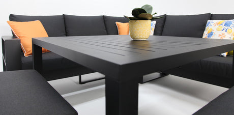 Hayman Corner Lounge Setting with Footstools - Black