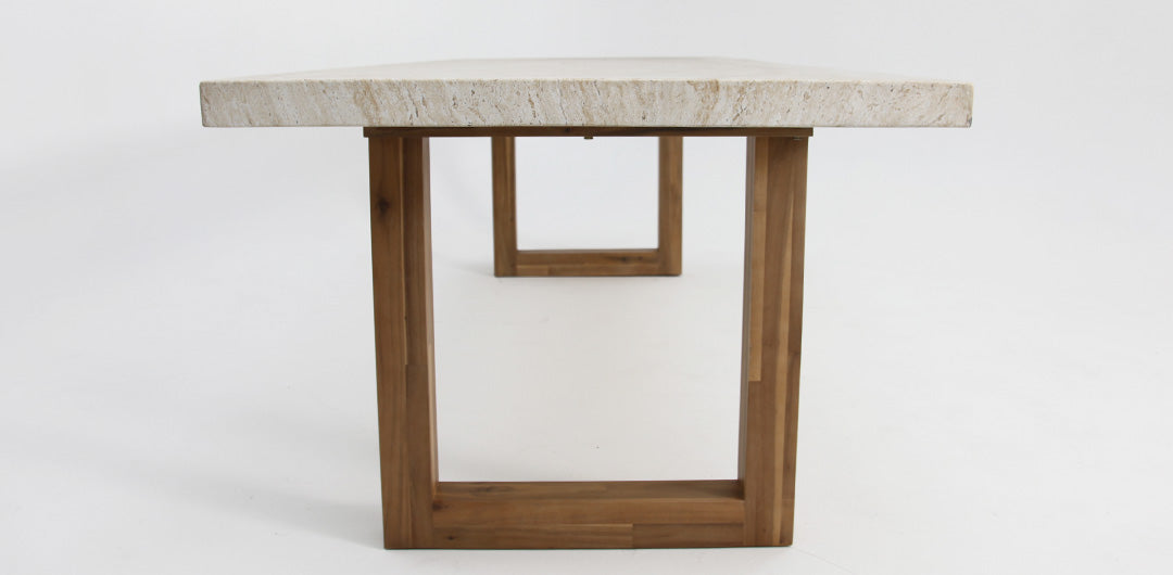 Veltis Albenga 9pc Travertine Dining Setting