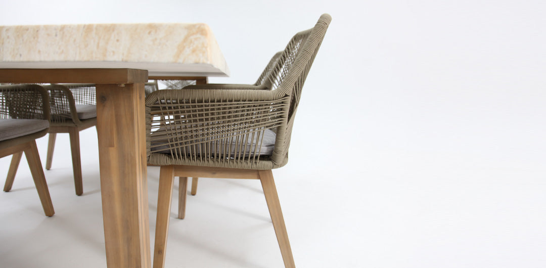 Veltis Albenga 7pc Travertine Dining Setting