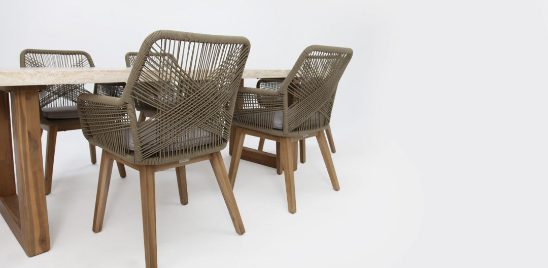 Veltis Albenga 7pc Travertine Dining Setting