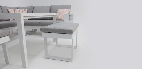 Hayman Corner Lounge Setting with Footstools - White